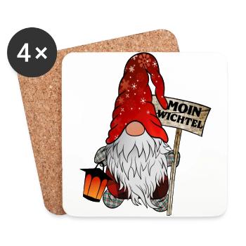 Moin Wichtel – 0Nain de Noël d’Allemagne du Nord - Dessous de verre (lot de 4) - blanc - Devant
