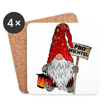 Pro Gnome – Christmas Gnome - Coasters (set of 4) - white - Front