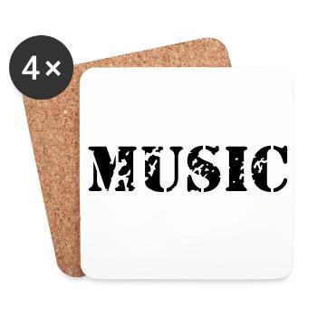music as a stamp print design - Coasters (set of 4) - white - Front