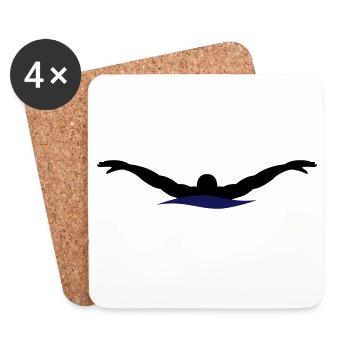 Schwimmen - Untersetzer (4er-Set) - Weiß - Vorne