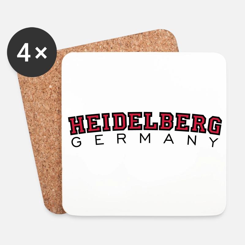 Heidelberg Germany Red/Black - Coasters (set of 4) - white