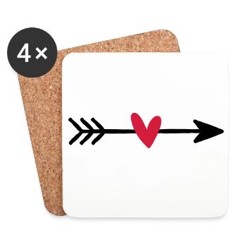 Arrow with heart cupid love gift - Coasters (set of 4) - white - Front