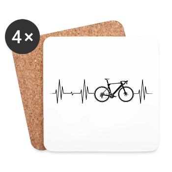 Road Bike Bike Bike Symbol Heartbeat Pulse ECG - Coasters (set of 4) - white - Front
