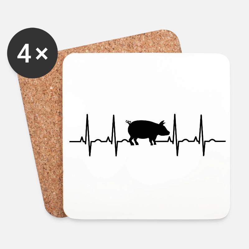 Schwein Schweine Schweinchen Retro Sau EKG Eber - Untersetzer (4er-Set) - Weiß