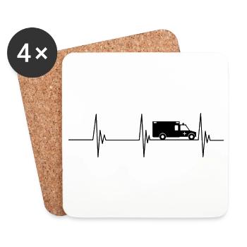 Ambulance Puls Urgences Cadeau - Dessous de verre (lot de 4) - blanc - Devant