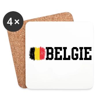 Pinselstrich Belgische Flagge - Untersetzer (4er-Set) - Weiß - Vorne