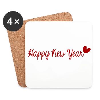 HAPPY NEW YEAR. NEW YEAR'S EVE. NEW YEAR - Coasters (set of 4) - white - Front