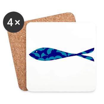 SARDINE. FISH. APRIL FOOL. EASTER. SEA - Coasters (set of 4) - white - Front