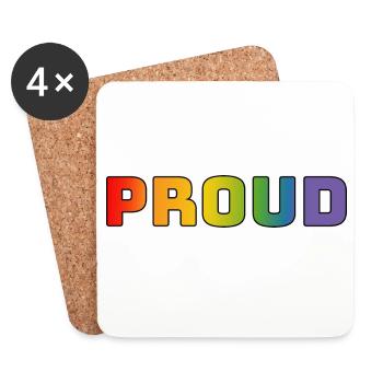 Regenbogen proud schwarz - Untersetzer (4er-Set) - Weiß - Vorne