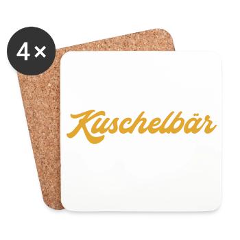 Kuschelbär Gold Kuscheln Kosename Spitzname Pyjama - Untersetzer (4er-Set) - Weiß - Vorne