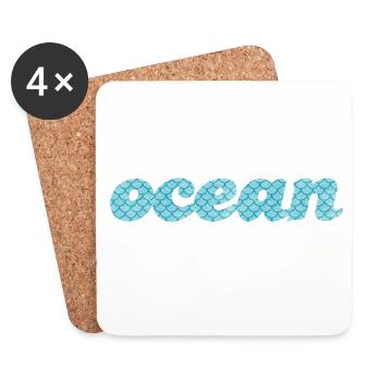 Ozean Ocean Fischschuppen Meer Muster maritim Aqua - Untersetzer (4er-Set) - Weiß - Vorne
