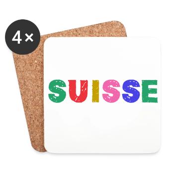 SUISSE - Dessous de verre (lot de 4) - blanc - Devant