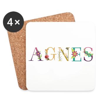 Le nom d’AGNES est fleuri - Dessous de verre (lot de 4) - blanc - Devant