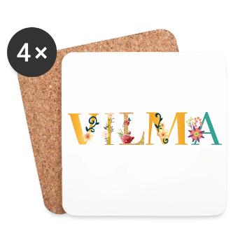 VILMA name decorated with flowers - Coasters (set of 4) - white - Front