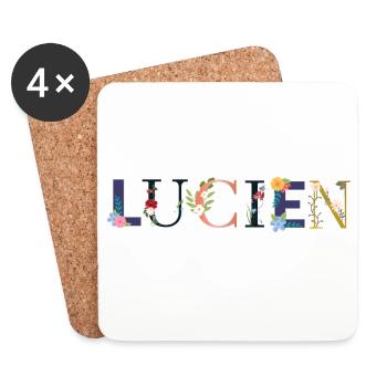 LUCIEN Name mit Blumen geschmückt - Untersetzer (4er-Set) - Weiß - Vorne