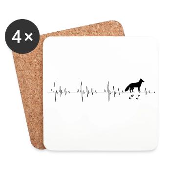 Heartbeat fox - Coasters (set of 4) - white - Front