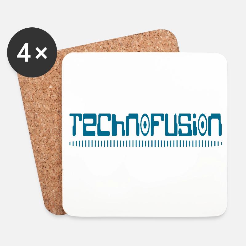 Techno Fusion - Dessous de verre (lot de 4) - blanc