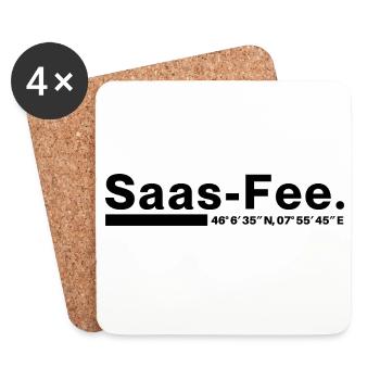 Saas-Fee coordinates Valais Switzerland - Coasters (set of 4) - white - Front