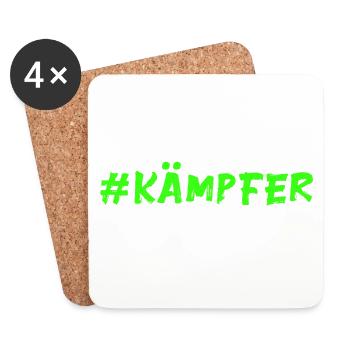 Kämpfer - neongrün - Glücksbringer - Untersetzer (4er-Set) - Weiß - Vorne