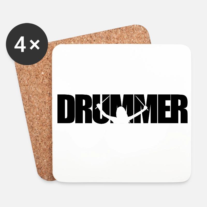 Drummer Hero - Untersetzer (4er-Set) - Weiß