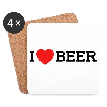 I love Beer (colors can be changed) - Coasters (set of 4) - white - Front