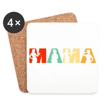 Police Mama Application de la loi Mère Rétro - Dessous de verre (lot de 4) - blanc - Devant
