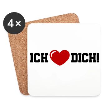 Ich Liebe Dich Herz - Untersetzer (4er-Set) - Weiß - Vorne