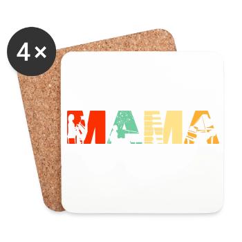 Mama Pianistin Musikerin Mutter Retro Vintage - Untersetzer (4er-Set) - Weiß - Vorne