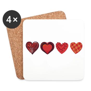 Cute Love - Valentinstag; Herz Kollektion Rot - Untersetzer (4er-Set) - Weiß - Vorne