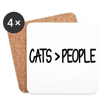 Chats>Gens Drôle de Chat - Dessous de verre (lot de 4) - blanc - Devant