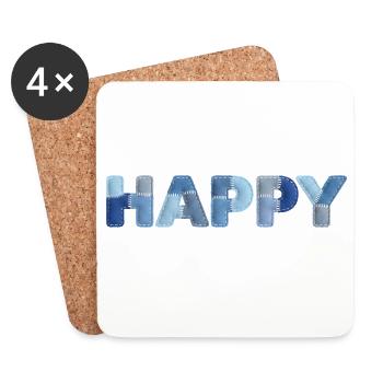 HAPPY Denim Patchwork neuer Trend - Untersetzer (4er-Set) - Weiß - Vorne