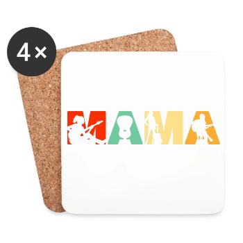 Acoustic Guitar Mama Retro Musician Silhouette - Coasters (set of 4) - white - Front
