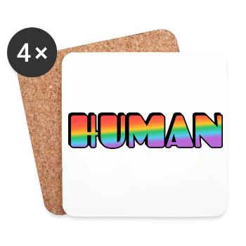 Typographie humaine arc-en-ciel - Dessous de verre (lot de 4) - blanc - Devant