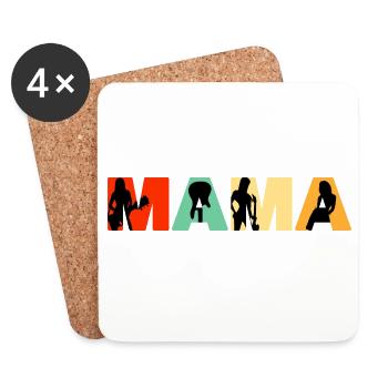 Basse Maman Musicienne rétro Mère - Dessous de verre (lot de 4) - blanc - Devant