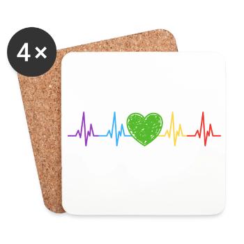 Rainbow Heartbeat Fierté LGBT - Dessous de verre (lot de 4) - blanc - Devant
