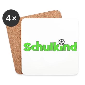 Schulkind mit Fußballball - Untersetzer (4er-Set) - Weiß - Vorne