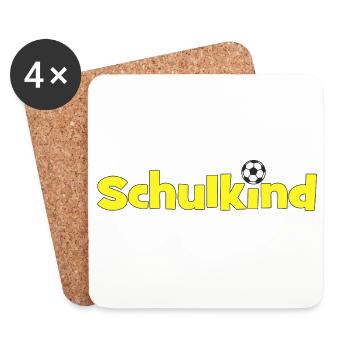 Schulkind Fußballheld Gelb Schwarz - Untersetzer (4er-Set) - Weiß - Vorne