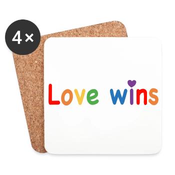 L’amour gagne le cadeau LGBTQ en disant - Dessous de verre (lot de 4) - blanc - Devant