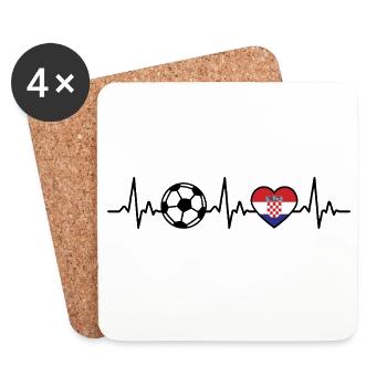 Croatia Football Heartbeat Croatia - Coasters (set of 4) - white - Front