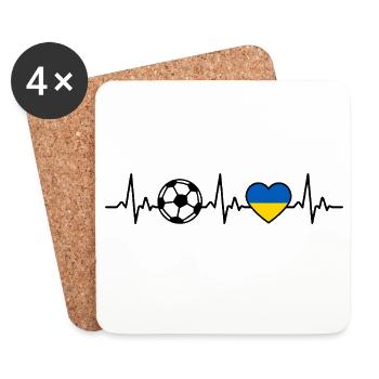 Football ukrainien battement de cœur Drapeau ukrainien - Dessous de verre (lot de 4) - blanc - Devant