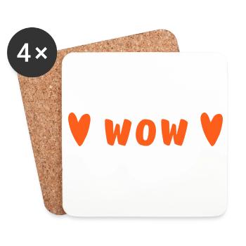 WOW Hearts | Orange Statement Design - Dessous de verre (lot de 4) - blanc - Devant