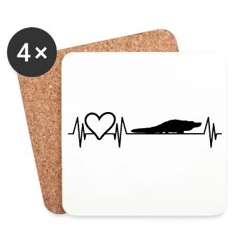 Alligator Heartbeat – Love for Alligators - Coasters (set of 4) - white - Front