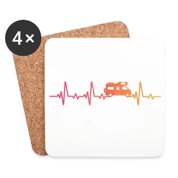 Sunset Heartbeat Camping Motorhome - Coasters (set of 4) - white - Front