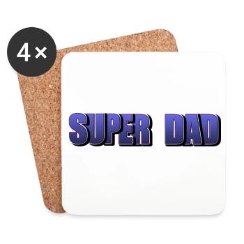 Schriftzug Super Dad für den besten Vater - Untersetzer (4er-Set) - Weiß - Vorne