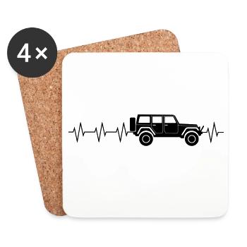 Jeep-Heartbeat - Untersetzer (4er-Set) - Weiß - Vorne