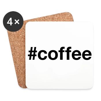 KAFFEE Hashtag coffee Koffein - Untersetzer (4er-Set) - Weiß - Vorne