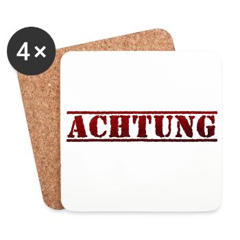 Achtung, Schriftzug, schwarz rot - Untersetzer (4er-Set) - Weiß - Vorne