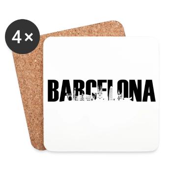 Barcelona Spain Catalonia Europe Skyline - Coasters (set of 4) - white - Front
