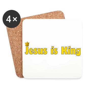 Jésus est Roi (amour) - Roi, Dieu, Chrétien - Dessous de verre (lot de 4) - blanc - Devant