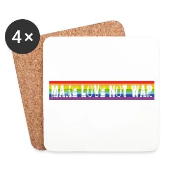 make love not war | Rainbow - Coasters (set of 4) - white - Front